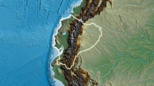 Primer Plano Zona Fronteriza Ecuador Mapa Relieve Punto Capital Brillan —  Fotos de Stock
