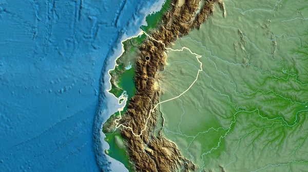 Close Ecuador Border Area Physical Map Capital Point Outline Country — Stock Photo, Image