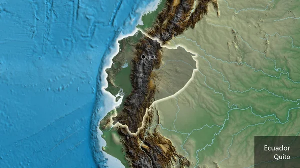 Close Área Fronteiriça Equador Destacando Com Uma Cobertura Escura Mapa — Fotografia de Stock