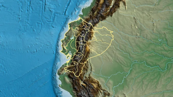 Крупним Планом Прикордонний Район Еквадору Його Регіональні Кордони Рельєфній Карті — стокове фото