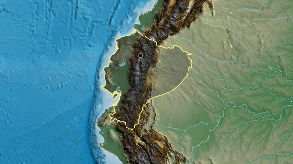 Detailní Záběr Pohraniční Oblasti Ekvádoru Zvýrazňující Tmavou Vrstvu Reliéfní Mapě — Stock fotografie