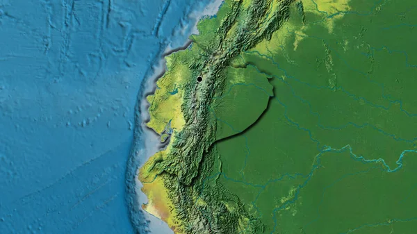 Close Ecuador Border Area Topographic Map Capital Point Bevelled Edges — Stock Photo, Image