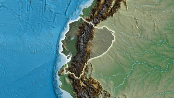 Ekvador Sınır Bölgesinin Yakın Planında Bir Kabartma Haritasında Koyu Bir — Stok fotoğraf