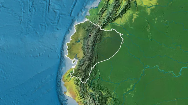 地形図上の暗いオーバーレイで強調エクアドル国境地域のクローズアップ 資本ポイント 全国の概要 — ストック写真