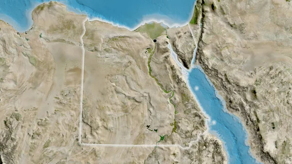 衛星地図上のエジプト国境地帯の閉鎖 資本ポイント 全国に光る — ストック写真