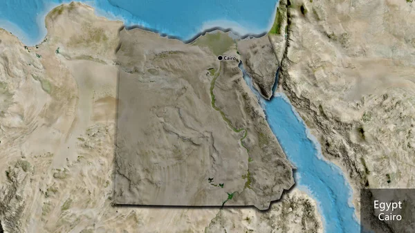 Närbild Egyptens Gränsområde Med Mörk Överlagring Satellitkarta Huvudpunkt Skalade Kanter — Stockfoto