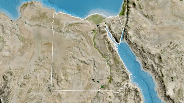 Närbild Egyptens Gränsområde Satellitkarta Huvudpunkt Skissera Runt Landet Form — Stockfoto