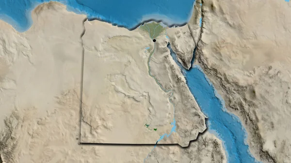 在卫星地图上对埃及边境地区进行的密切监视 资本点 国家形状的斜边 — 图库照片