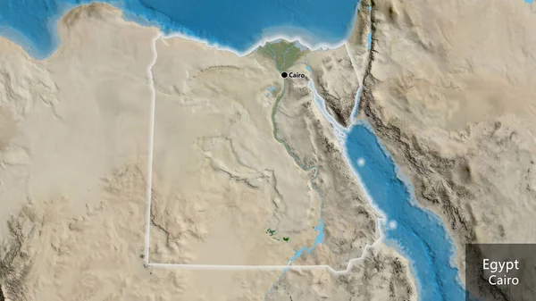 Close Área Fronteira Egito Mapa Satélite Ponto Capital Brilha Volta — Fotografia de Stock