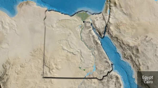 Primer Plano Zona Fronteriza Egipto Mapa Satelital Punto Capital Bordes —  Fotos de Stock