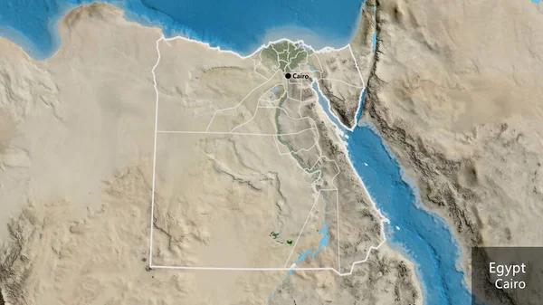 Крупним Планом Прикордонна Зона Єгипту Регіональні Кордони Супутниковій Карті Столична — стокове фото
