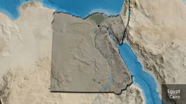 Mısır Sınır Bölgesinin Yakın Çekimleri Bir Uydu Haritasında Koyu Bir — Stok fotoğraf