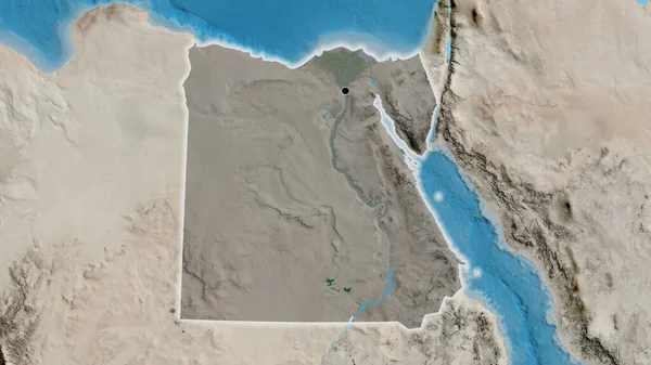 Közelkép Egyiptomi Határ Menti Területről Amely Egy Műholdas Térképen Sötét — Stock Fotó