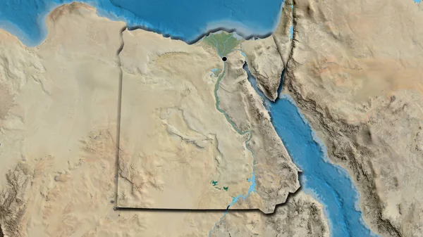 Κοντινό Πλάνο Της Συνοριακής Περιοχής Της Αιγύπτου Δορυφορικό Χάρτη Σημάδι — Φωτογραφία Αρχείου