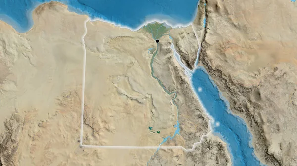 Detailní Záběr Pohraniční Oblasti Egypta Satelitní Mapě Fakt Záře Kolem — Stock fotografie