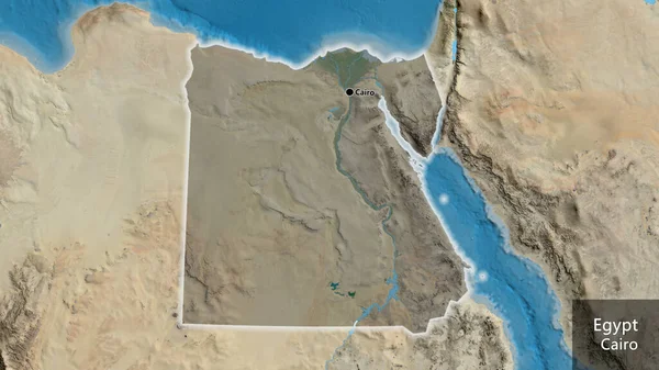 Close Egypt Border Area Highlighting Dark Overlay Satellite Map Capital — Stock Photo, Image