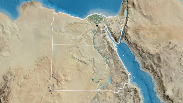Close Egypt Border Area Its Regional Borders Satellite Map Capital — Stock Photo, Image