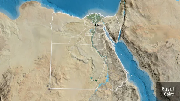 Mısır Sınır Bölgesinin Bölgesel Sınırlarının Uydu Haritasına Yakın Çekim Ana — Stok fotoğraf