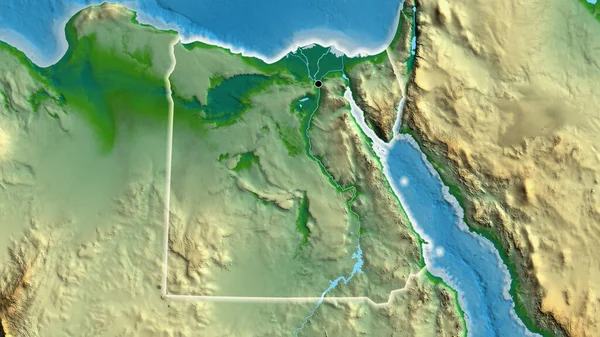Primer Plano Zona Fronteriza Egipto Mapa Físico Punto Capital Brillan —  Fotos de Stock