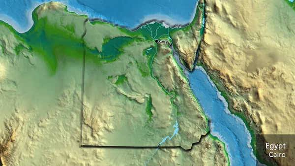 Close Área Fronteiriça Egito Mapa Físico Ponto Capital Bordas Chanfradas — Fotografia de Stock