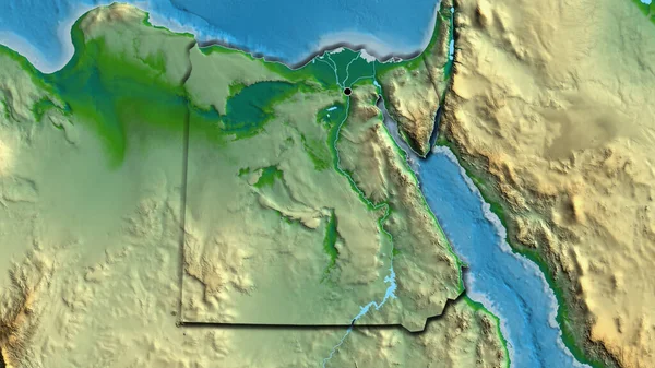 Detailní Záběr Pohraniční Oblasti Egypta Fyzické Mapě Fakt Zkosené Hrany — Stock fotografie