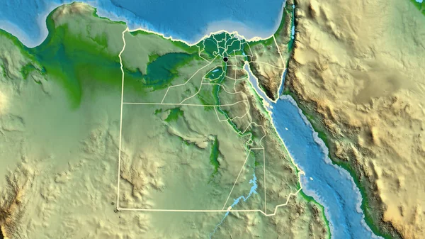 Primer Plano Zona Fronteriza Egipto Sus Fronteras Regionales Mapa Físico —  Fotos de Stock