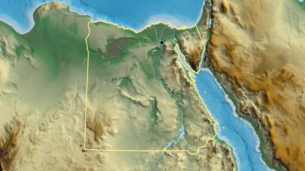 Primer Plano Zona Fronteriza Egipto Mapa Relieve Punto Capital Esquema —  Fotos de Stock
