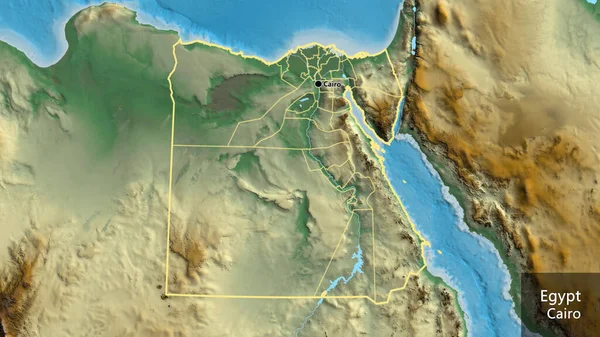 Close Egypt Border Area Its Regional Borders Relief Map Capital — Stock Photo, Image