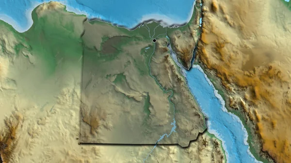 救援地図上の暗いオーバーレイで強調エジプト国境地域のクローズアップ 資本ポイント 国の形の縁が隠されている — ストック写真