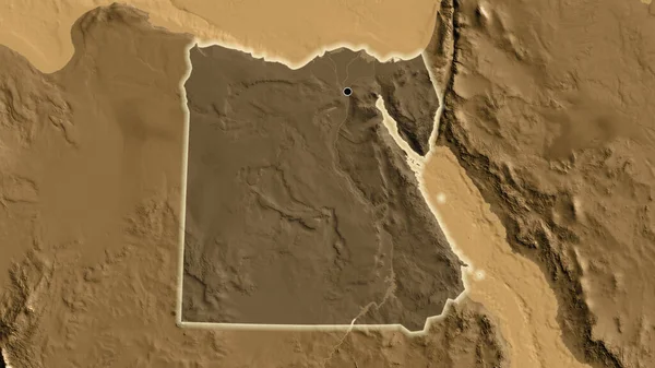 Gros Plan Zone Frontalière Égyptienne Mettant Évidence Une Superposition Sombre — Photo