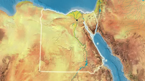 Primer Plano Zona Fronteriza Egipto Mapa Topográfico Punto Capital Brillan —  Fotos de Stock