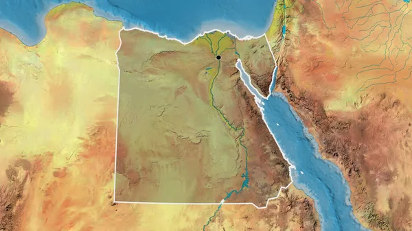 Крупный План Границы Египтом Подсветкой Тёмного Наложения Топографическую Карту Отличный — стоковое фото