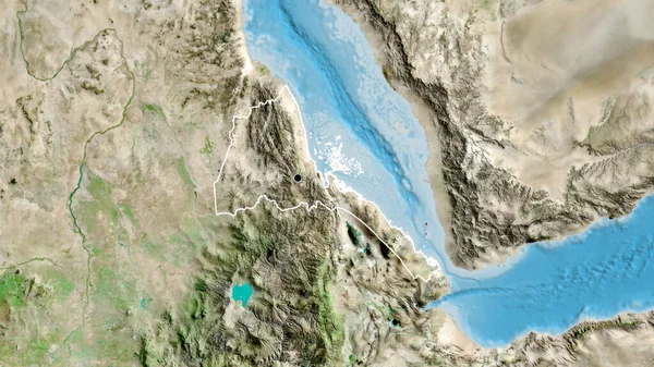 Närbild Eritreas Gränsområde Satellitkarta Huvudpunkt Skissera Runt Landet Form — Stockfoto