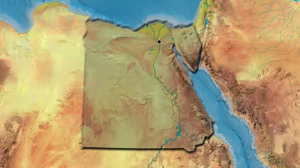 Közelkép Egyiptomi Határ Menti Területről Amely Egy Topográfiai Térképen Sötét — Stock Fotó