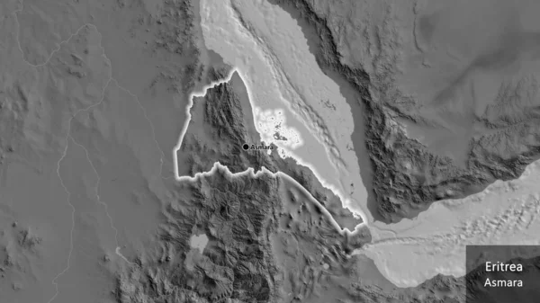 Κοντινό Πλάνο Της Παραμεθόριας Περιοχής Της Ερυθραίας Χάρτη Bilevel Σημάδι — Φωτογραφία Αρχείου