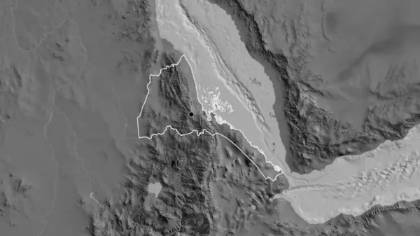 Крупный План Пограничной Зоны Эритреи Двухуровневой Карте Отличный Момент Очертания — стоковое фото