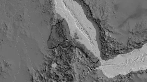 Крупный План Пограничной Зоны Эритреи Выделяющийся Тёмным Наложением Двустворчатую Карту — стоковое фото