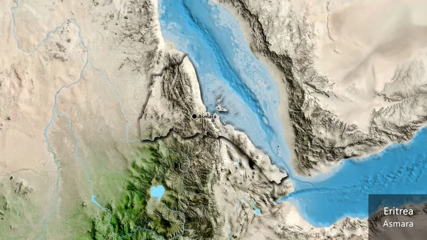 Närbild Eritreas Gränsområde Satellitkarta Huvudpunkt Skalade Kanter Landet Form Landets — Stockfoto