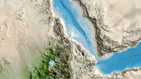 Eritreai Határ Menti Terület Közelsége Műholdas Térképen Remek Pont Körvonalazza — Stock Fotó