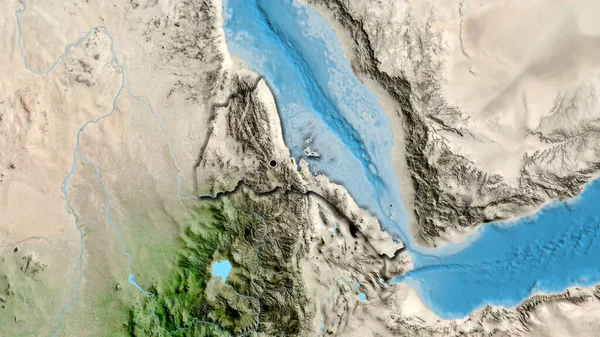 Zbliżenie Strefy Przygranicznej Erytrei Zdjęciu Satelitarnym Yahoo Główny Punkt Ścinane — Zdjęcie stockowe