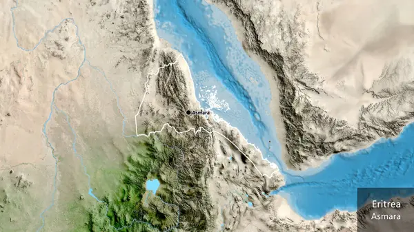 Крупный План Пограничной Зоны Эритреи Спутниковой Карте Отличный Момент Очертания — стоковое фото