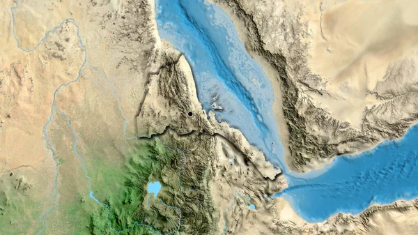 Närbild Eritreas Gränsområde Satellitkarta Huvudpunkt Skalade Kanter Lantformen — Stockfoto