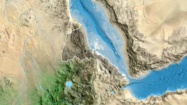 Eritreai Határ Menti Terület Közelsége Amely Egy Műholdas Térképen Sötét — Stock Fotó
