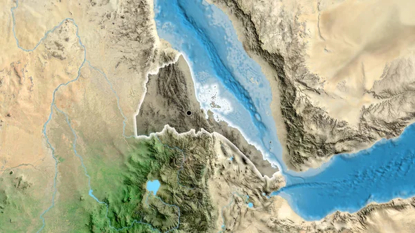 Nahaufnahme Des Eritreischen Grenzgebiets Hervorgehoben Durch Eine Dunkle Überlagerung Auf — Stockfoto