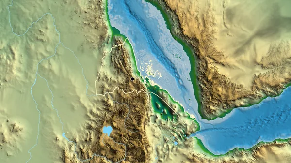 Primer Plano Zona Fronteriza Eritrea Mapa Físico Punto Capital Esquema — Foto de Stock