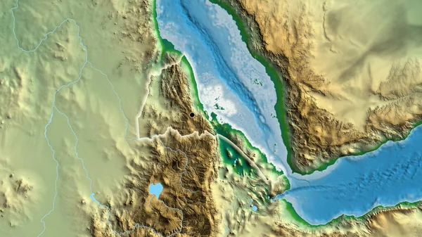 Eritre Sınır Bölgesinin Fiziksel Bir Haritada Yakın Plan Görüntüsü Ana — Stok fotoğraf