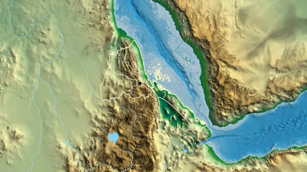 Primer Plano Zona Fronteriza Eritrea Sus Fronteras Regionales Mapa Físico —  Fotos de Stock