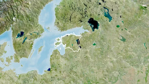 Primer Plano Zona Fronteriza Estonia Mapa Por Satélite Punto Capital —  Fotos de Stock