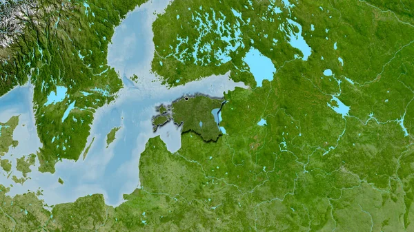 Крупним Планом Прикордонна Зона Естонії Темним Накладанням Супутникову Карту Столична — стокове фото