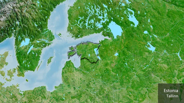 Närbild Estlands Gränsområde Satellitkarta Huvudpunkt Skalade Kanter Landet Form Landets — Stockfoto
